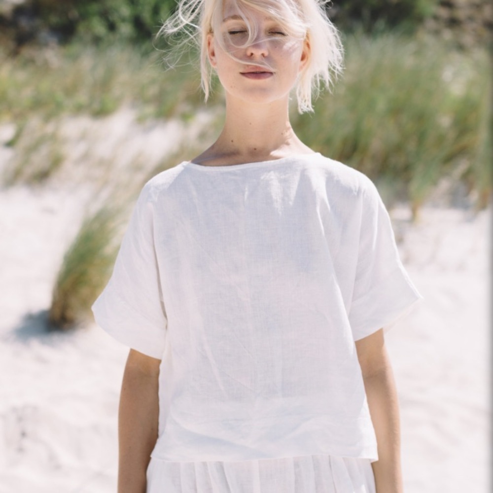 Linenfox Mona Linen Top, White, XXS